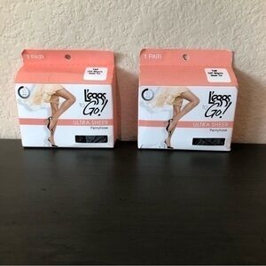 Leggs To Go Pantyhose Tall Off Black Medium Coffee Ultra Sheer 2 Pairs New